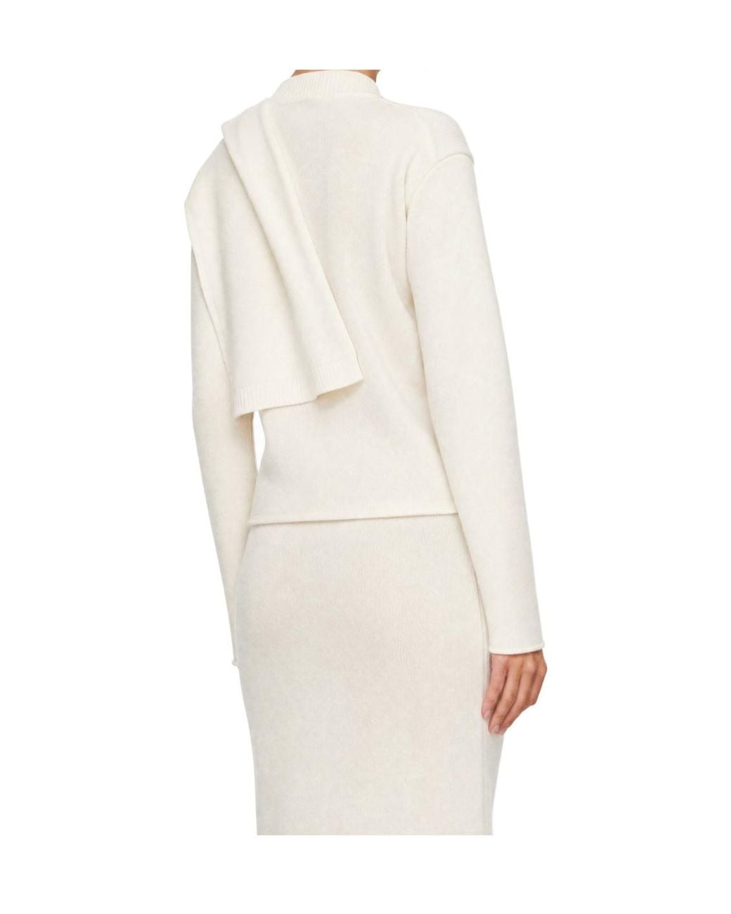 Loulou de Saison White Frances Cashmere Scarf-Style Sweater