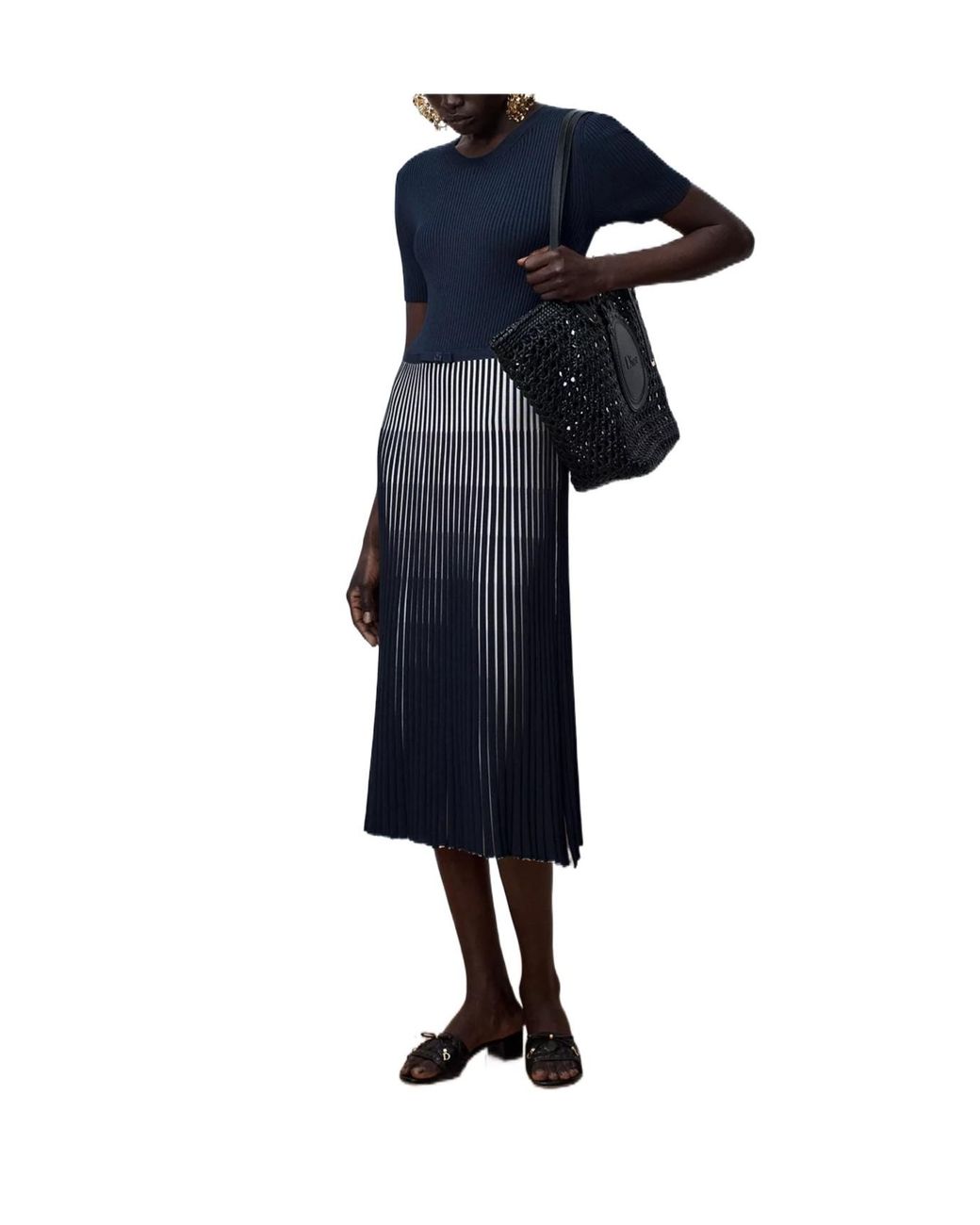 Dior Blue Iviera Mid-Length Fitted Dress