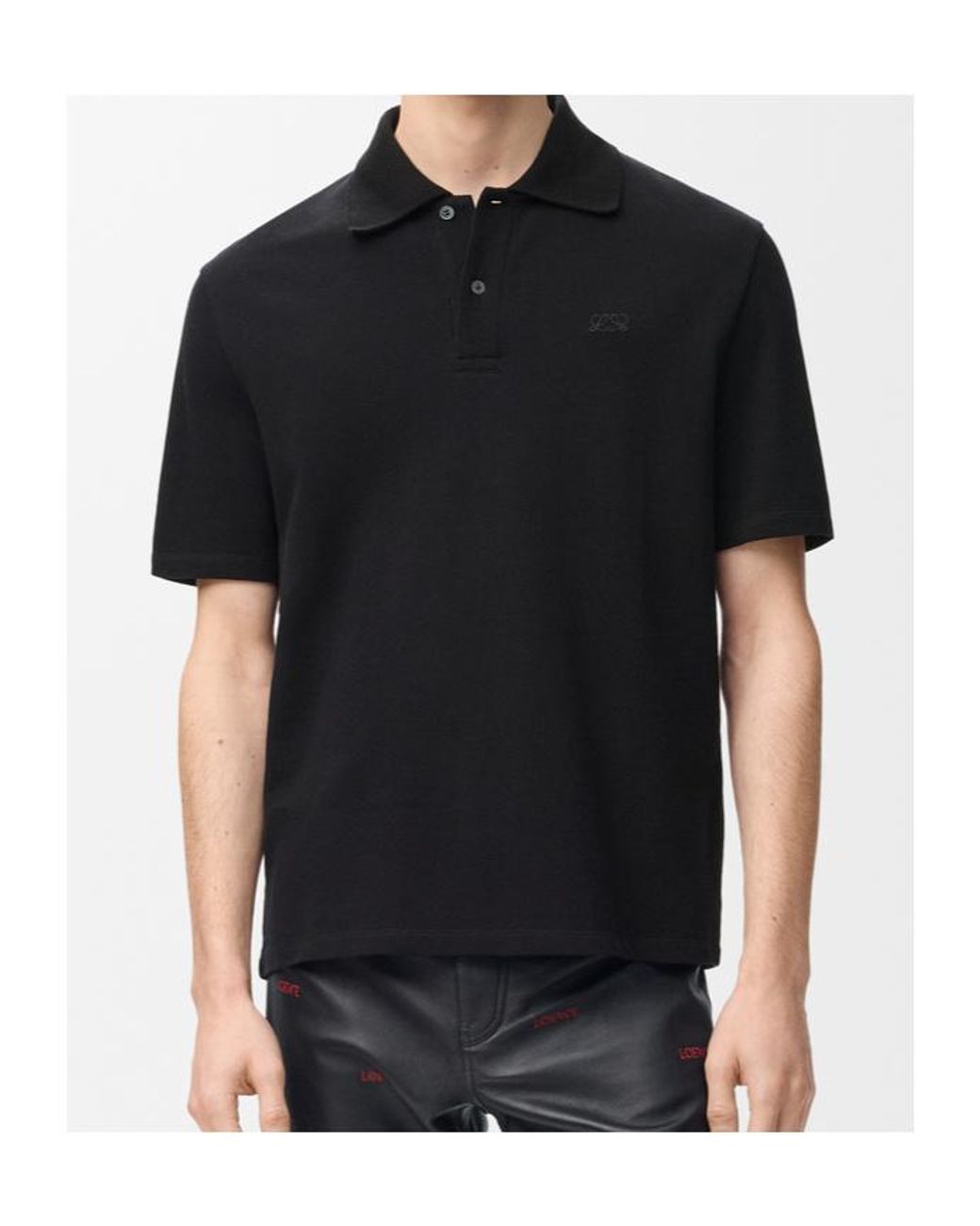 Loewe Black Anagram-Embroidered Polo Shirt for men