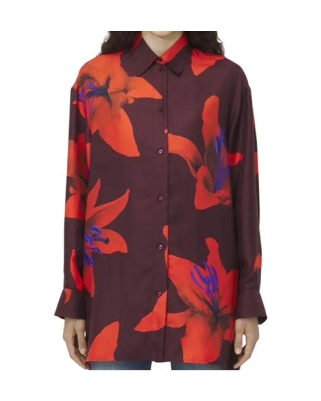 McQueen Red Floral Printed Buttoned Shirt