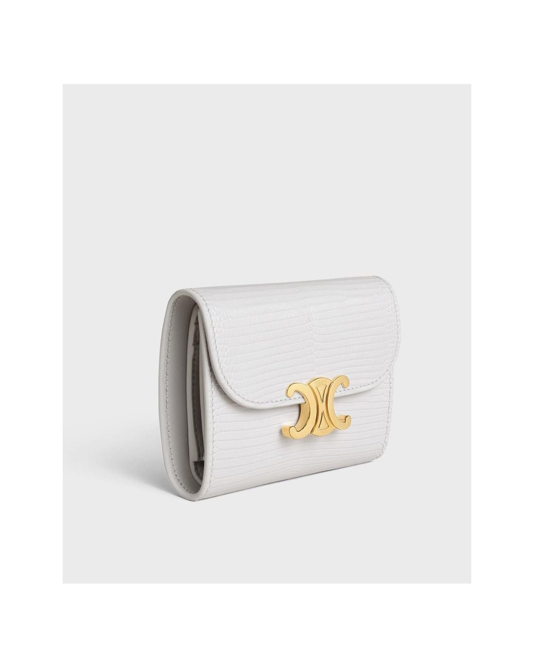 Céline White Small Flap Wallet Triomphe