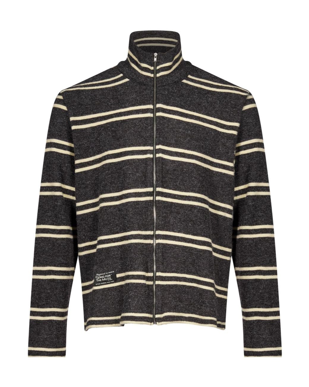 Song For The Mute Gray Striped Zip-Up Cardigan for men