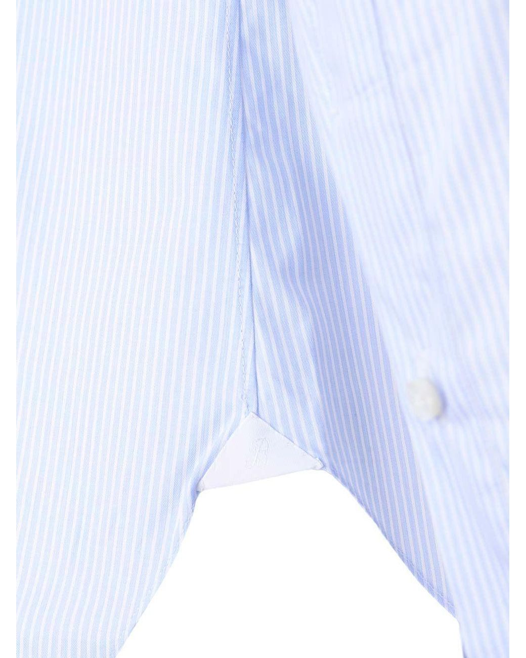 Barba Napoli Blue Pinstriped Straight-Hem Shirt for men