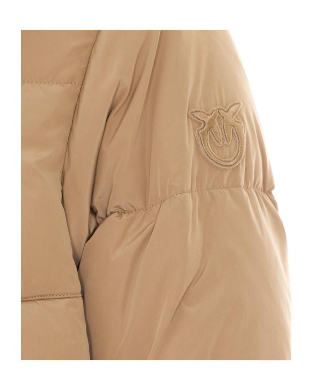 Pinko Natural Ribbed-Collar Zipped Puffer Coat