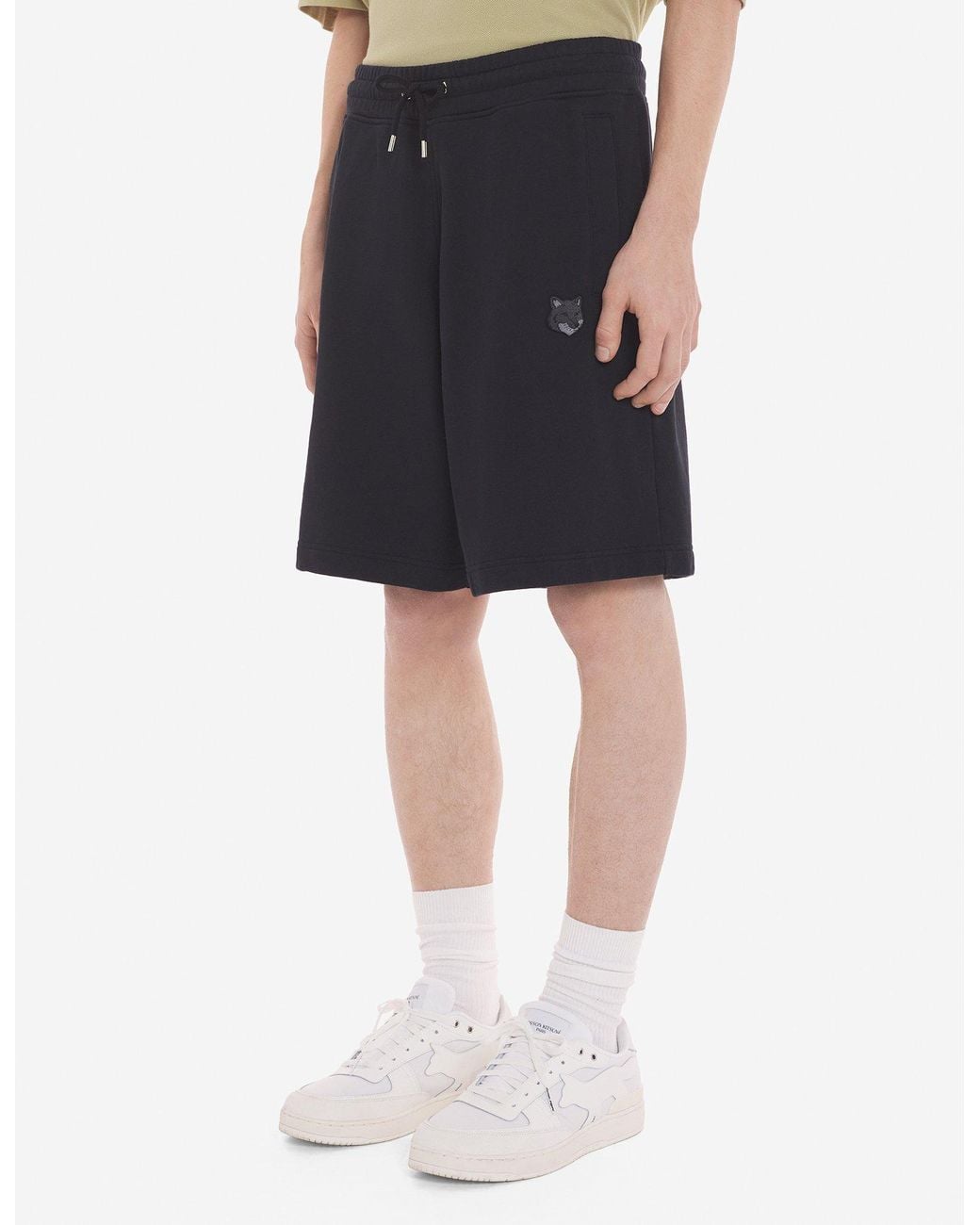 Maison Kitsuné Blue Maison Kitsuné Bold Fox Head Patch Oversize Jog Shorts for men