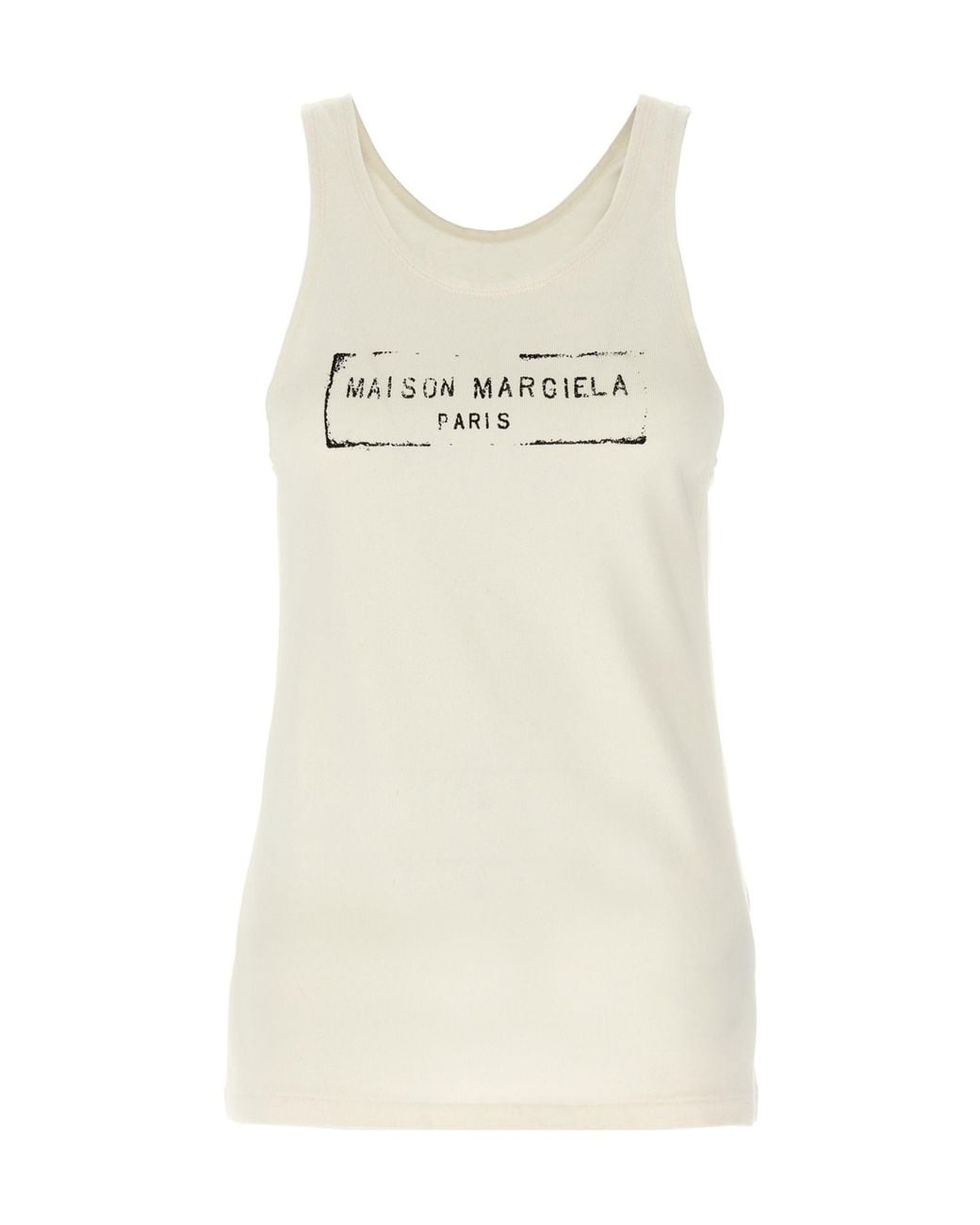 Maison Margiela Natural Logo Printed Tank Top