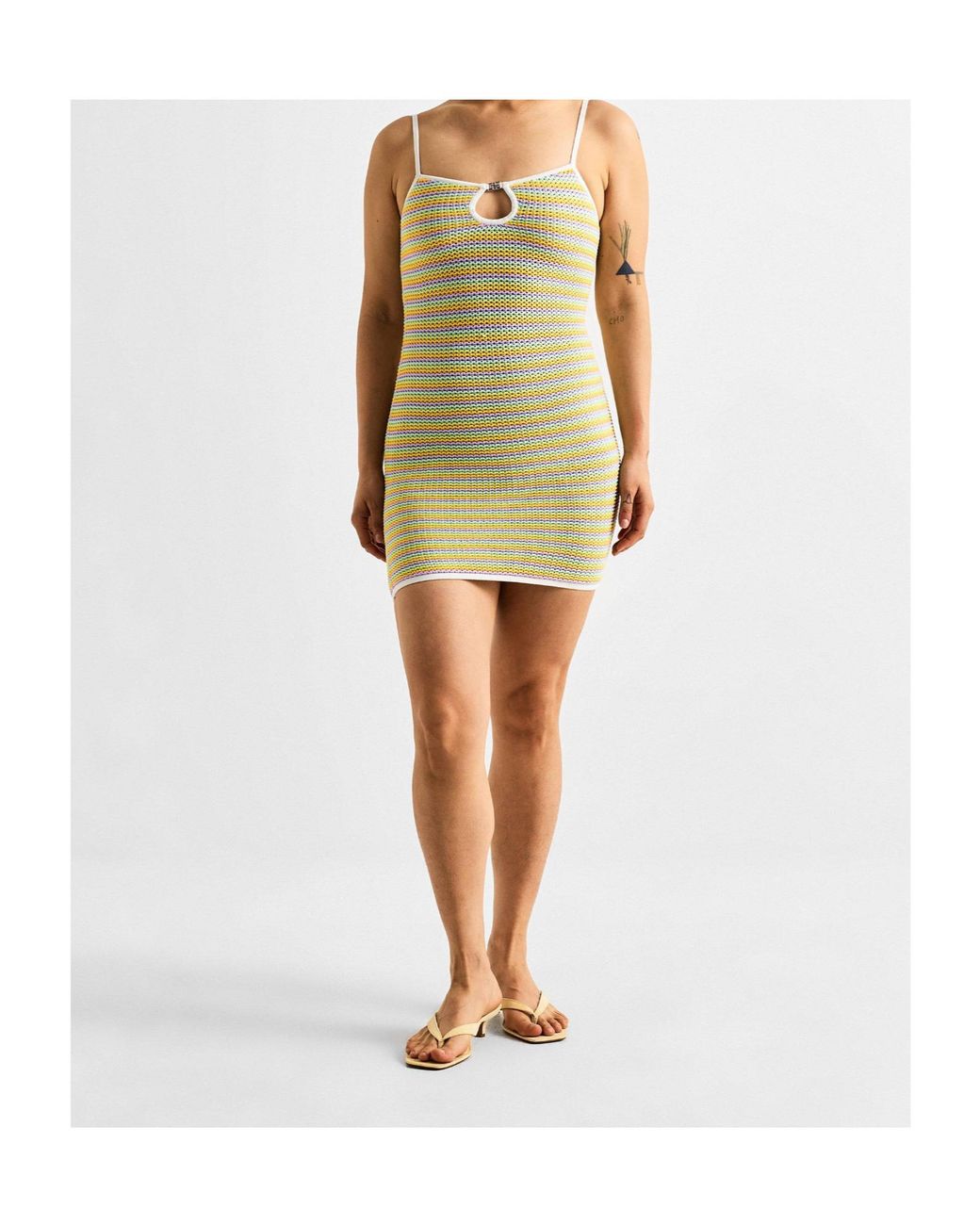Casablanca Yellow Crochet Mini Dress