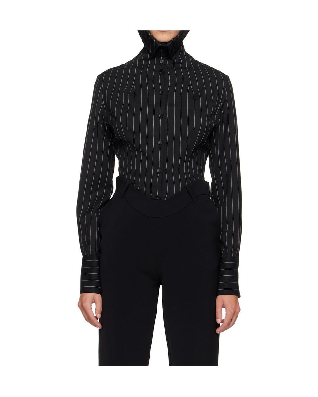 Jean Paul Gaultier Black The Hooded Striped Shirt