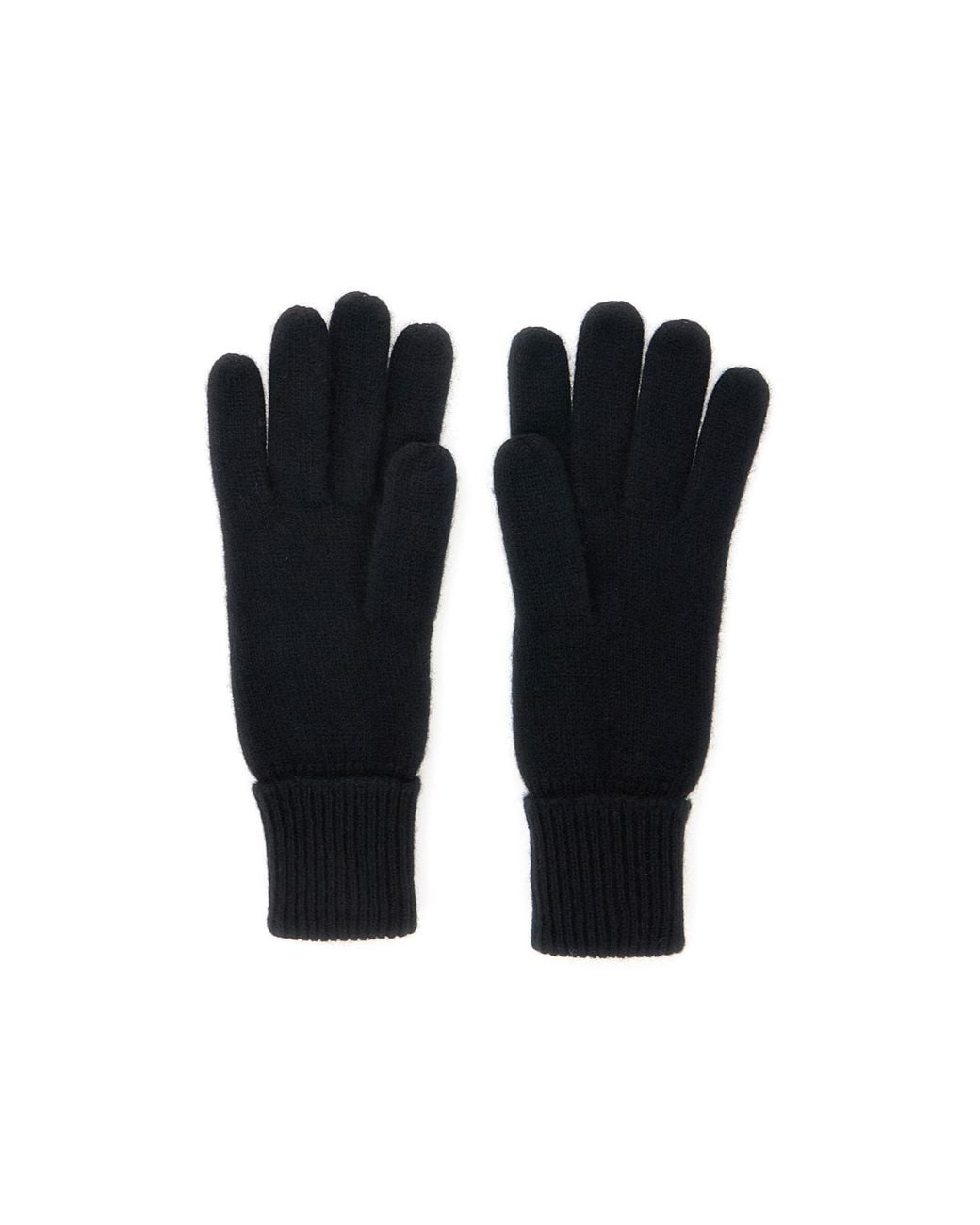 Helen Kaminski Black Logo Plaque Ribbed Gloves