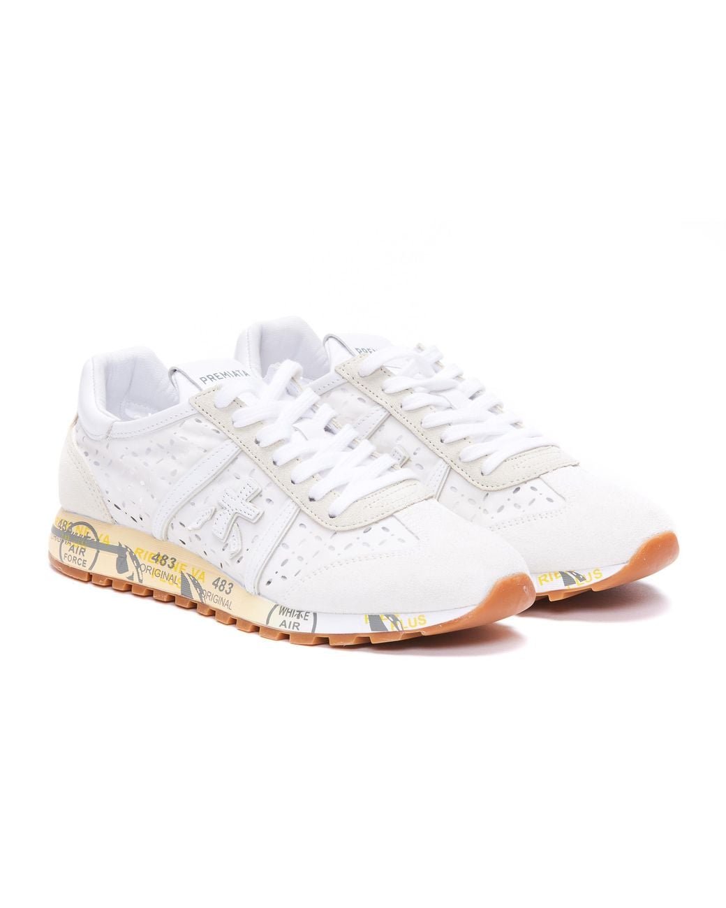 Premiata White Logo Sports Shoes