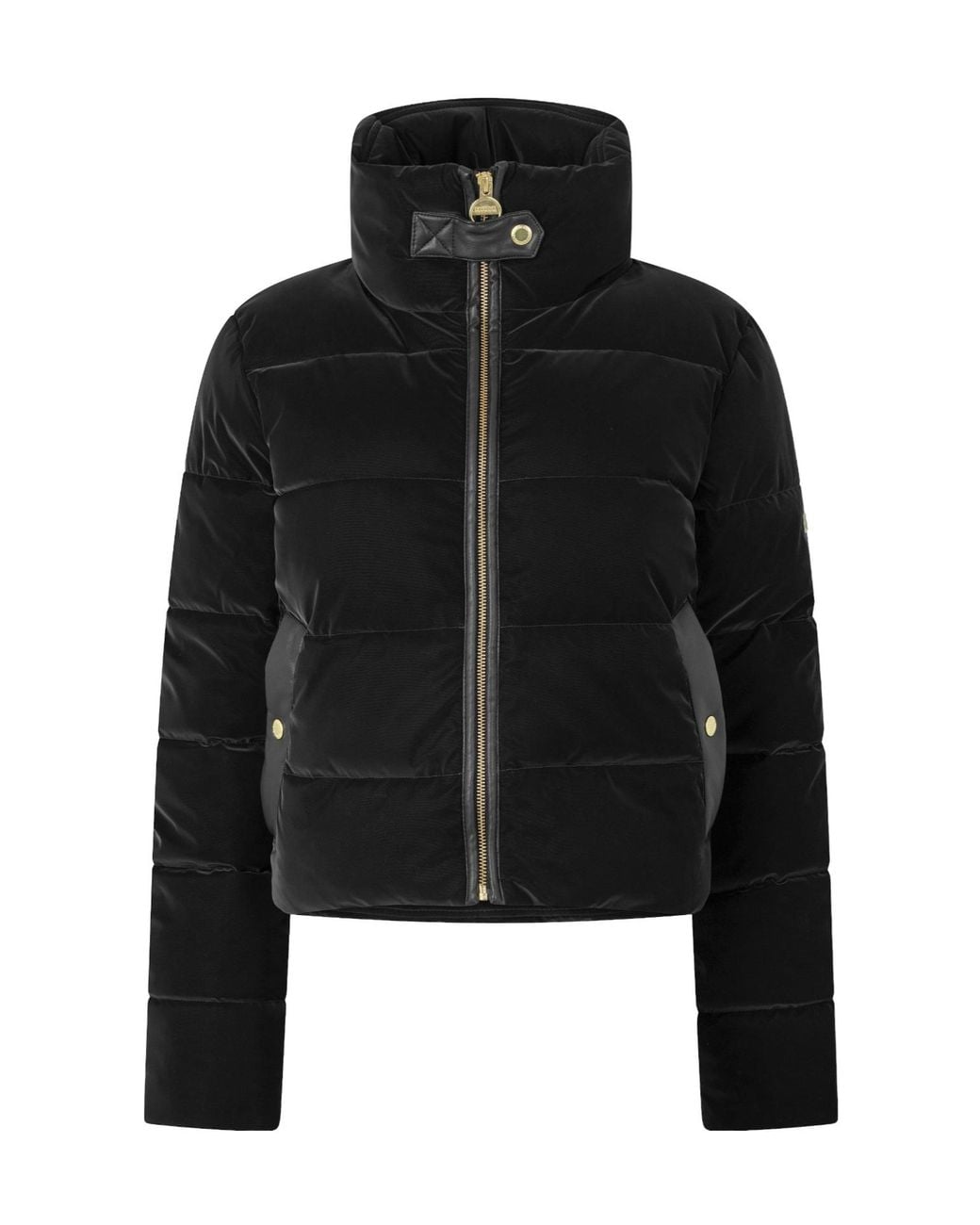 Barbour Black Cropped Velvet Puffer Jacket