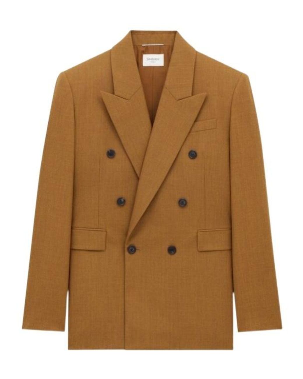 Saint Laurent Brown Double-Breasted Long-Sleeved Jacket for men