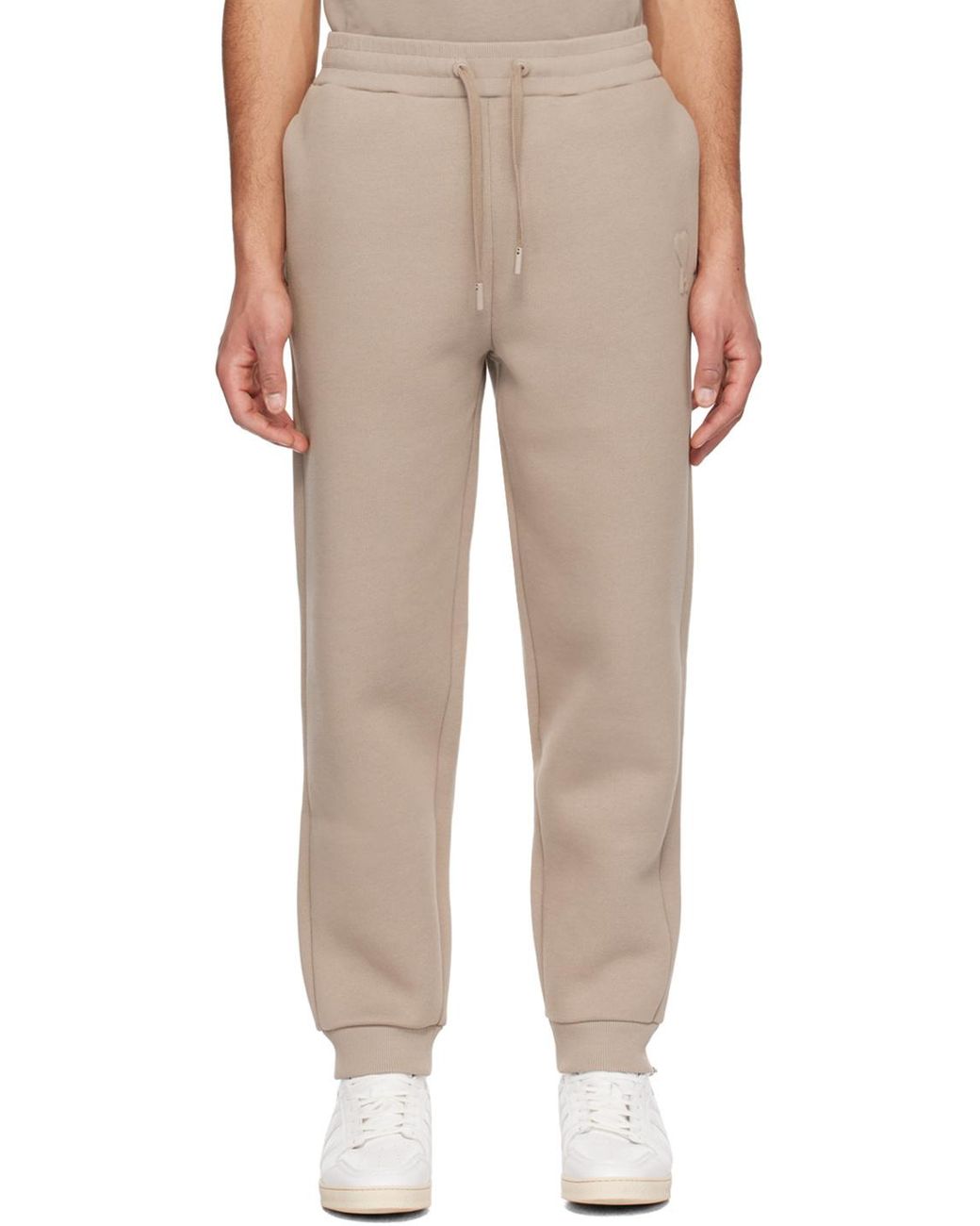 AMI Brown Ami Logo Embossed Drawstring Track Pants for men
