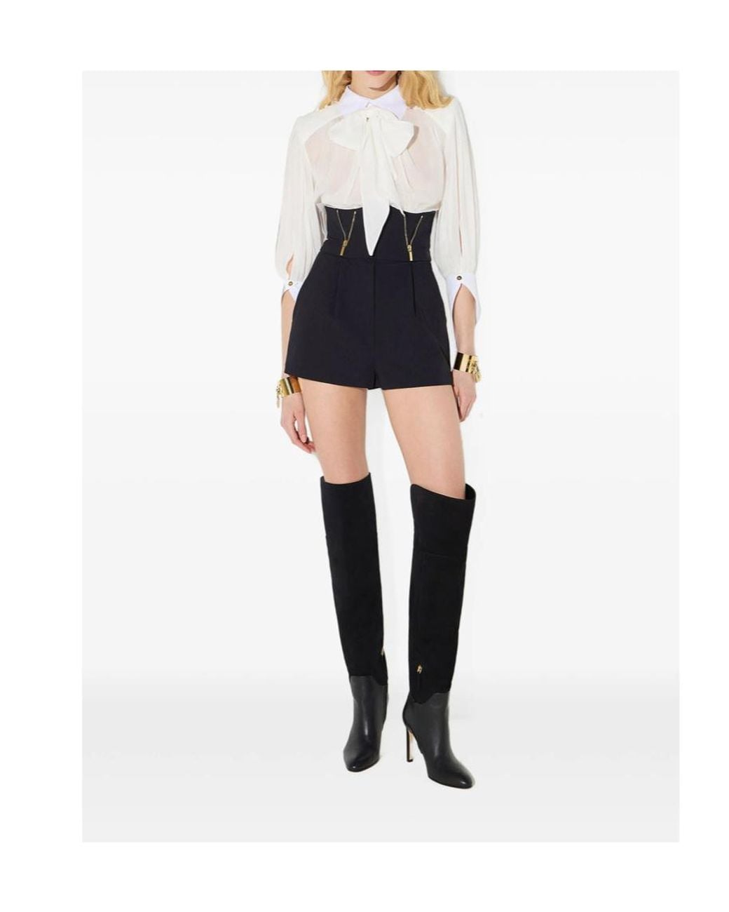 Elisabetta Franchi White Pleated Tie-Front Jumpsuit