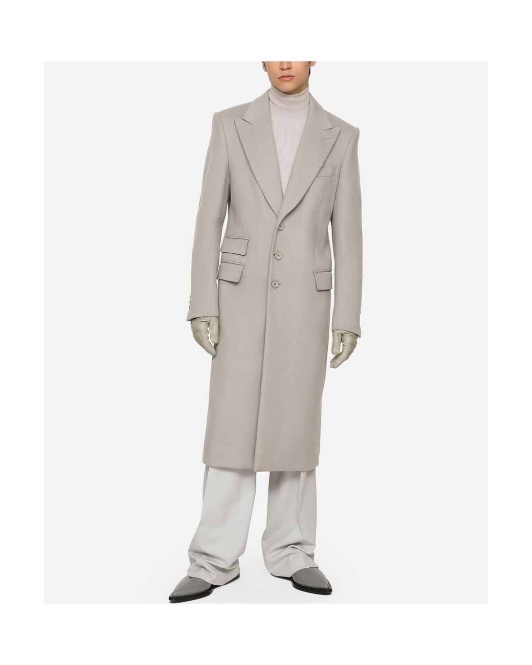Dolce & Gabbana Gray Single-Breasted Coat for men