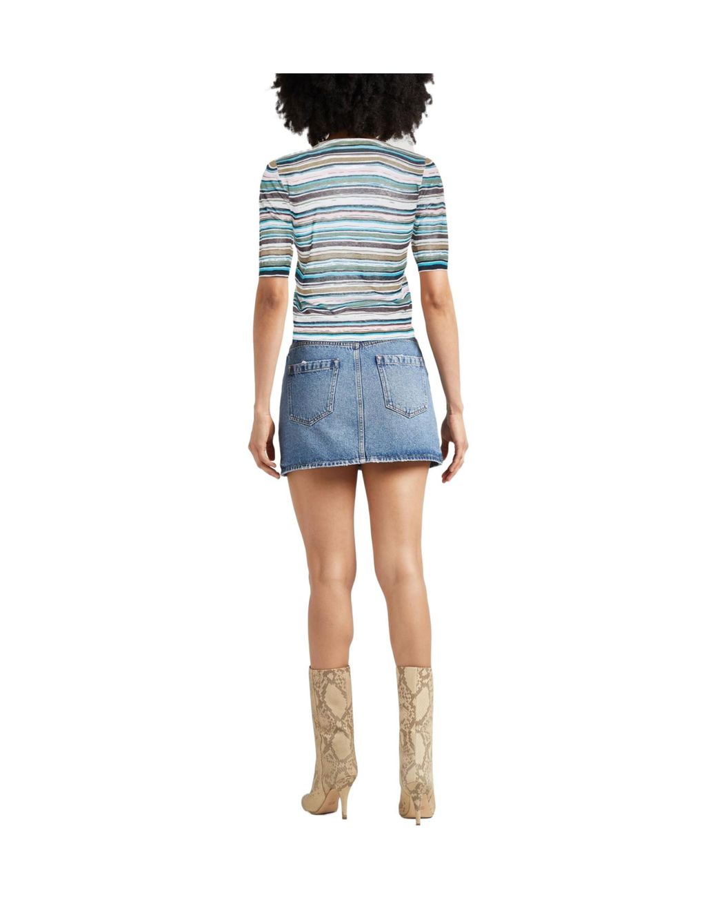 Max Mara Blue Striped Boat-Neck Knit Top
