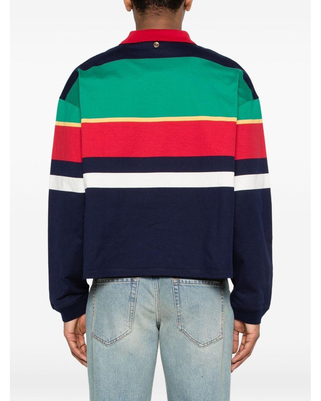 Versace Blue Colour-Block Polo Sweatshirt for men