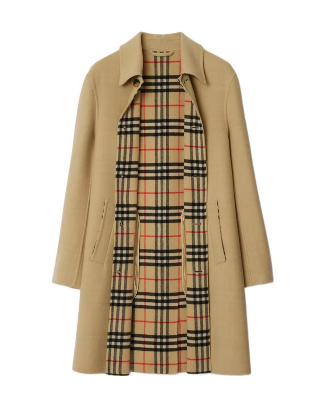 Burberry Natural Mid-Length Wool Car Coat for men
