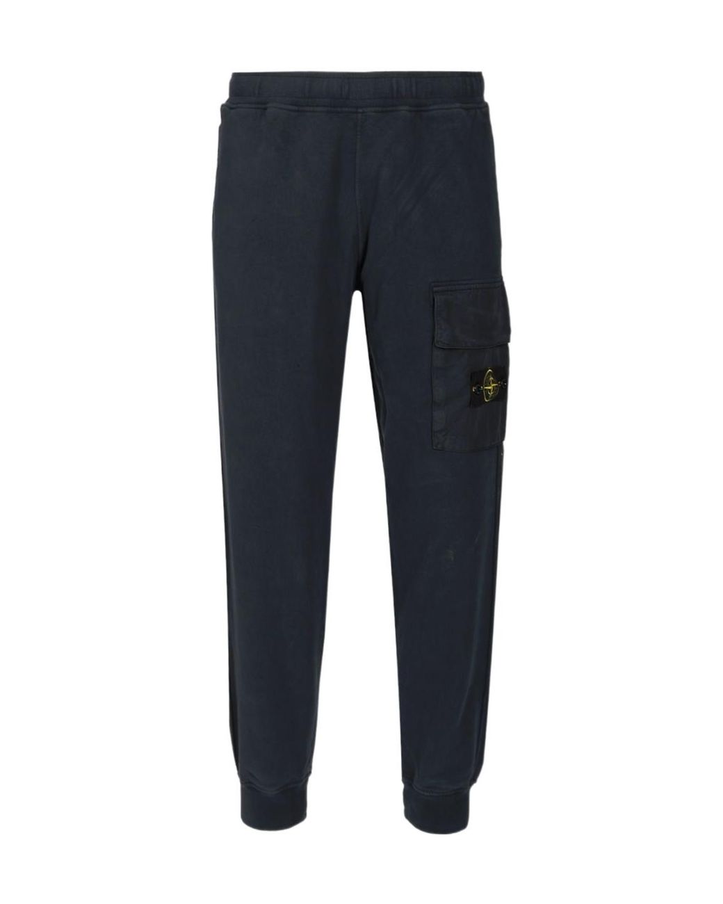 Stone Island Blue Logo Patch Tapered Leg Pants for men