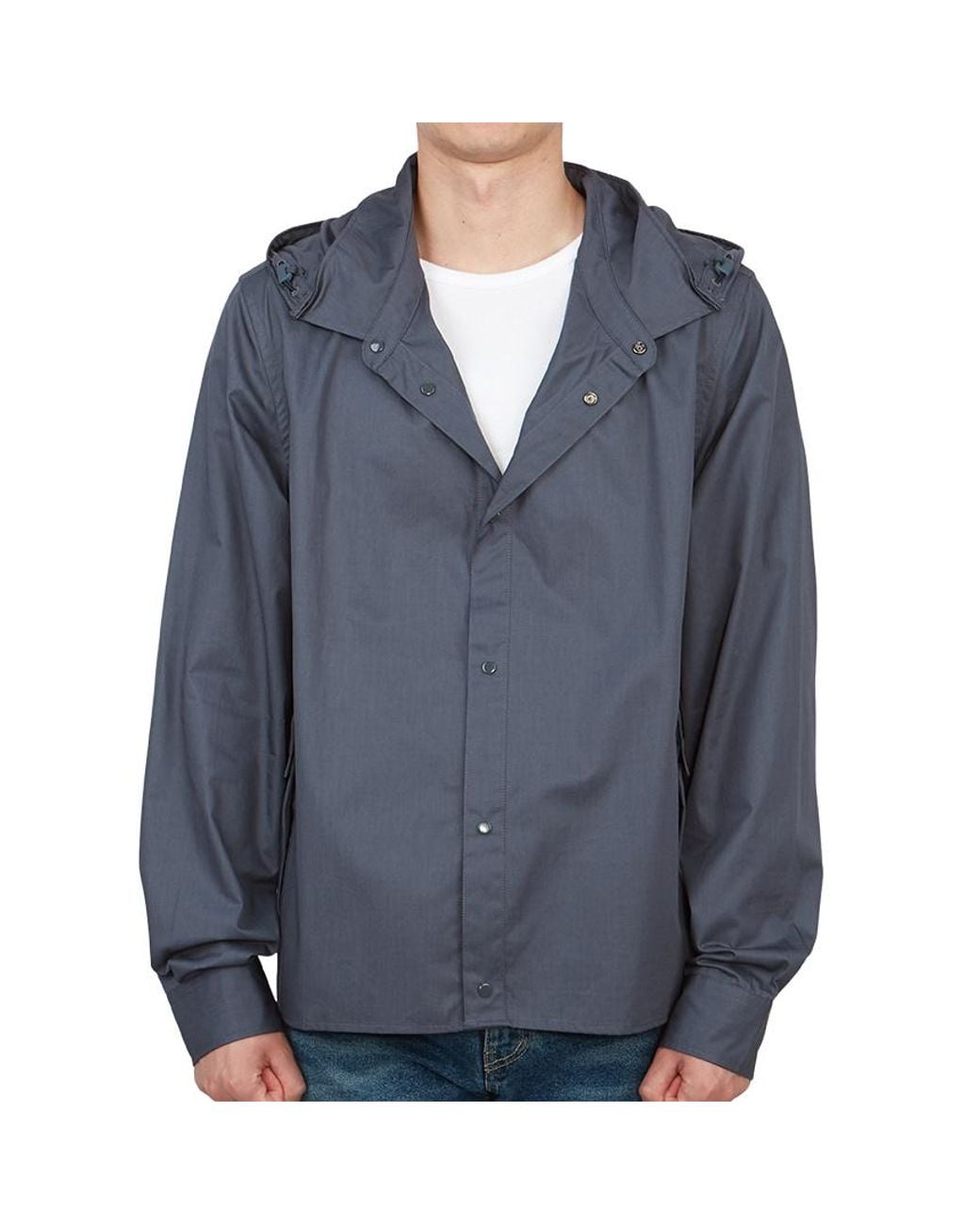C P Company Blue Hooded Cotton Shirt Jacket for men