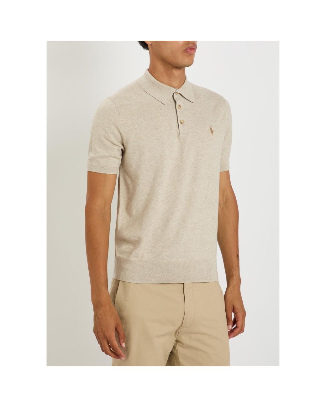 Polo Ralph Lauren White Short-Sleeved Knitted Polo Shirt for men