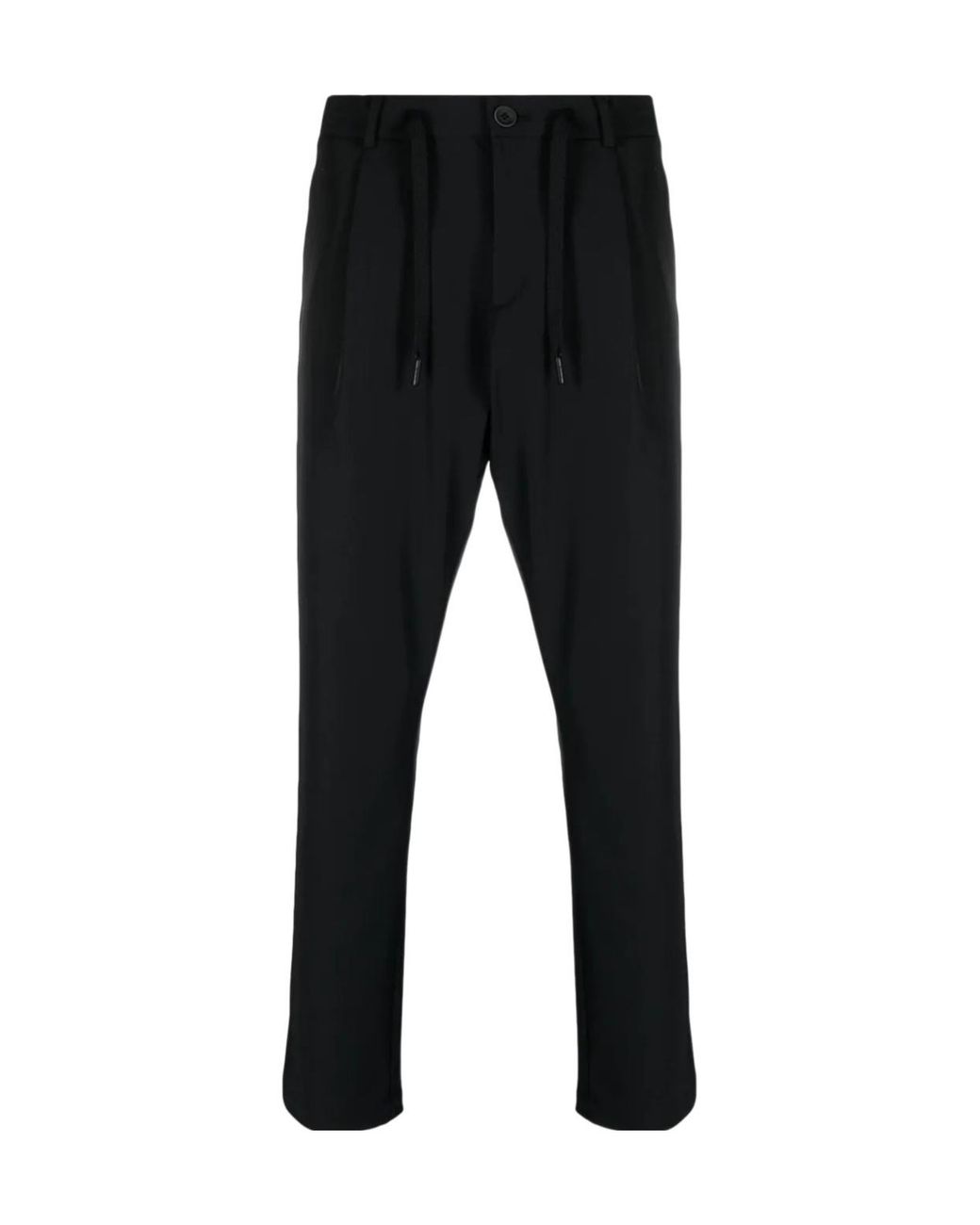 Herno Black Drawstring-Waist Slim-Cut Trousers for men