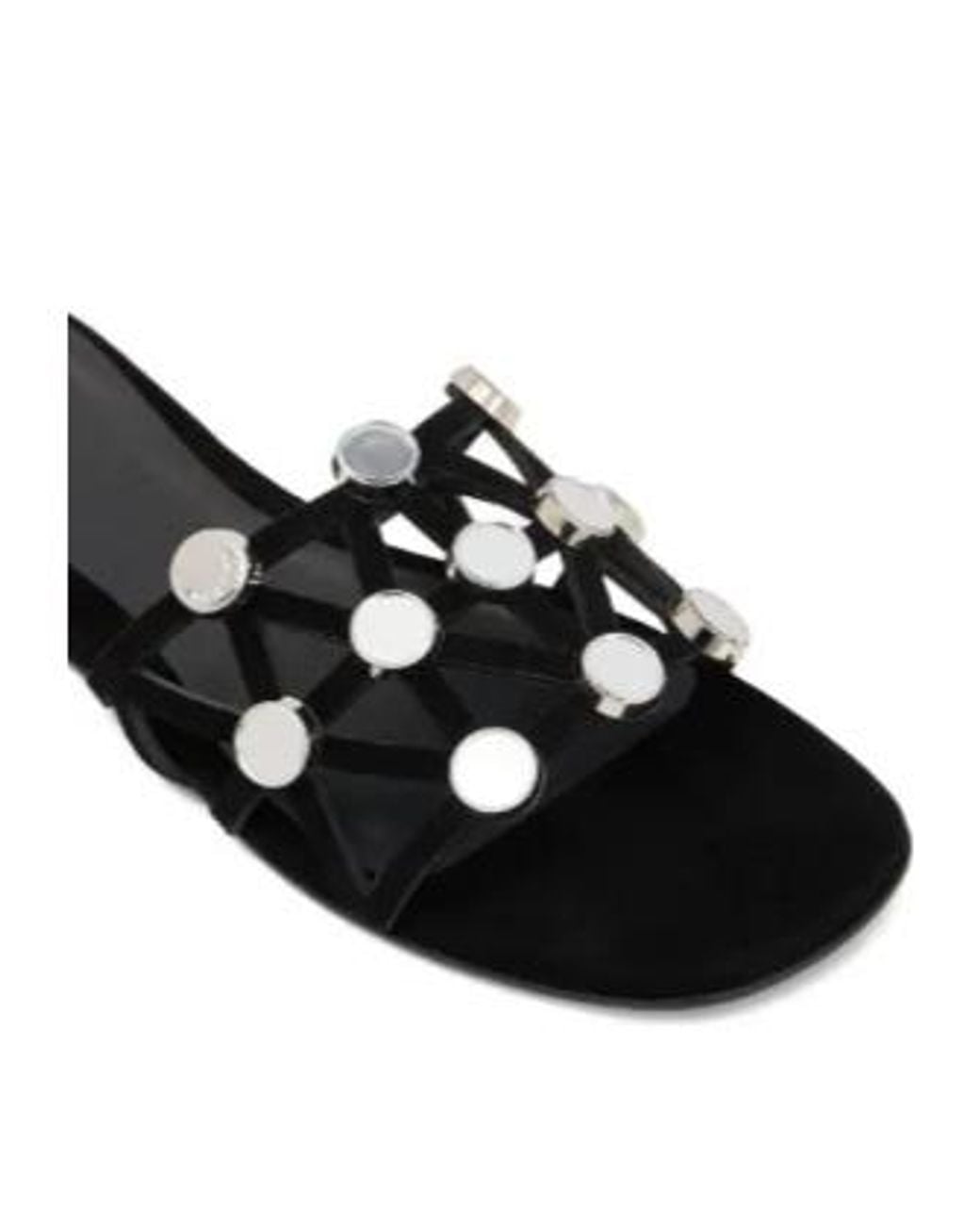 The Attico Black Grid Studded Flats
