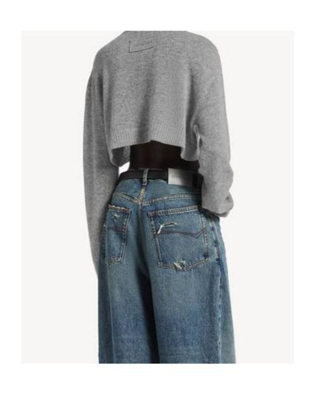Balenciaga Gray Cropped Crewneck