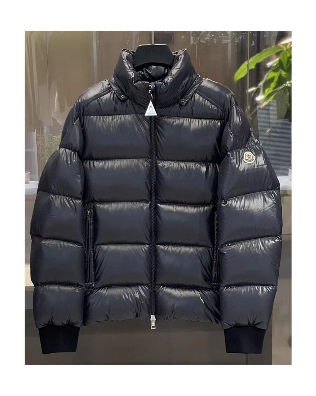 Moncler Blue Logo Cropped Down Jacket for men