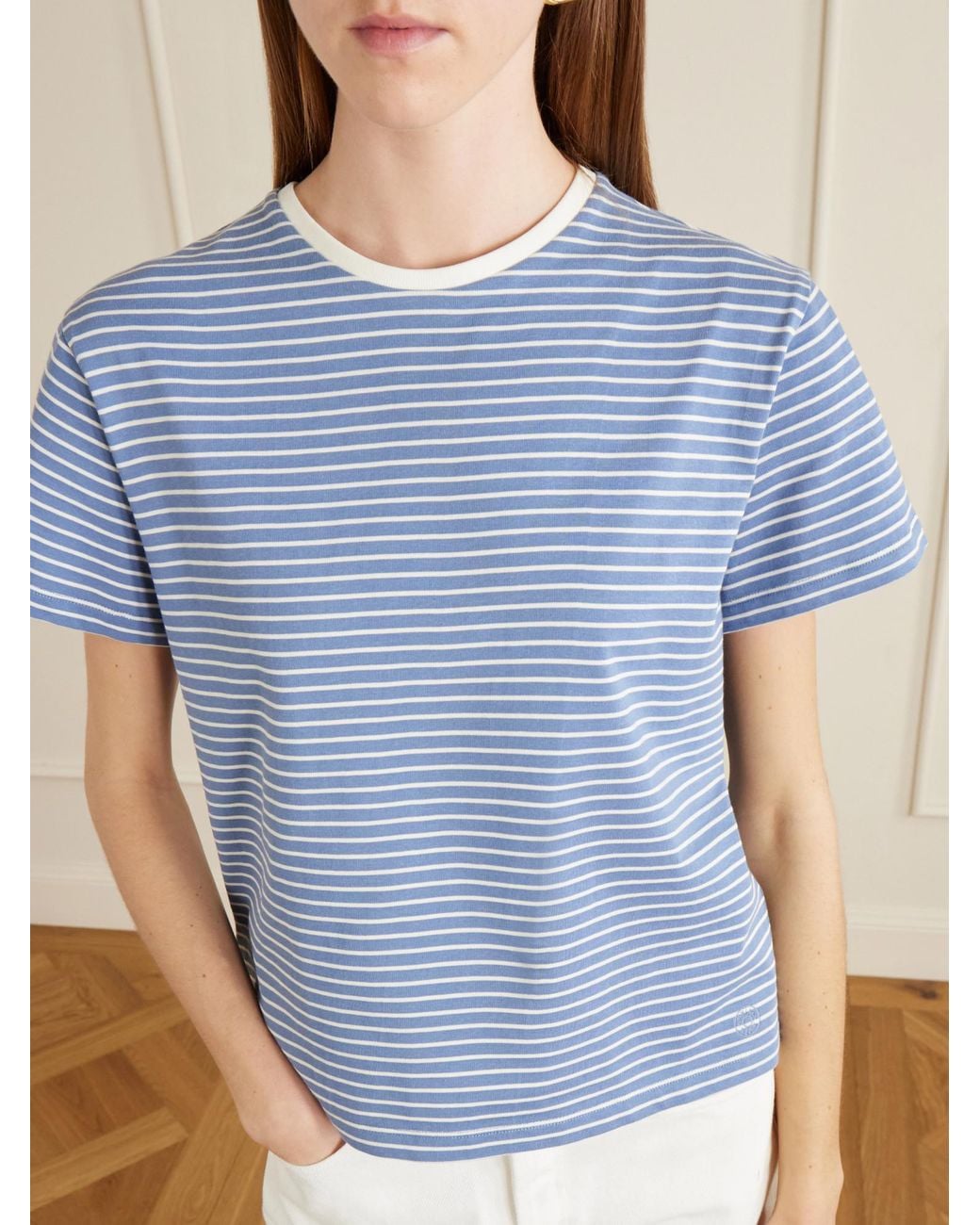 Still Here Blue Striped Cotton-Jersey T-Shirt