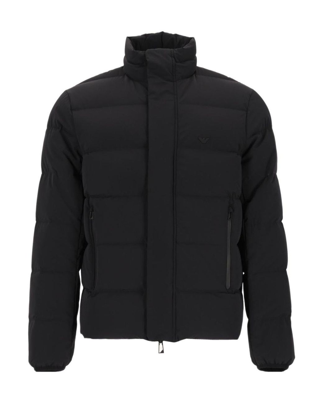 Emporio Armani Black Quilted Zip-Up Down Jacket for men