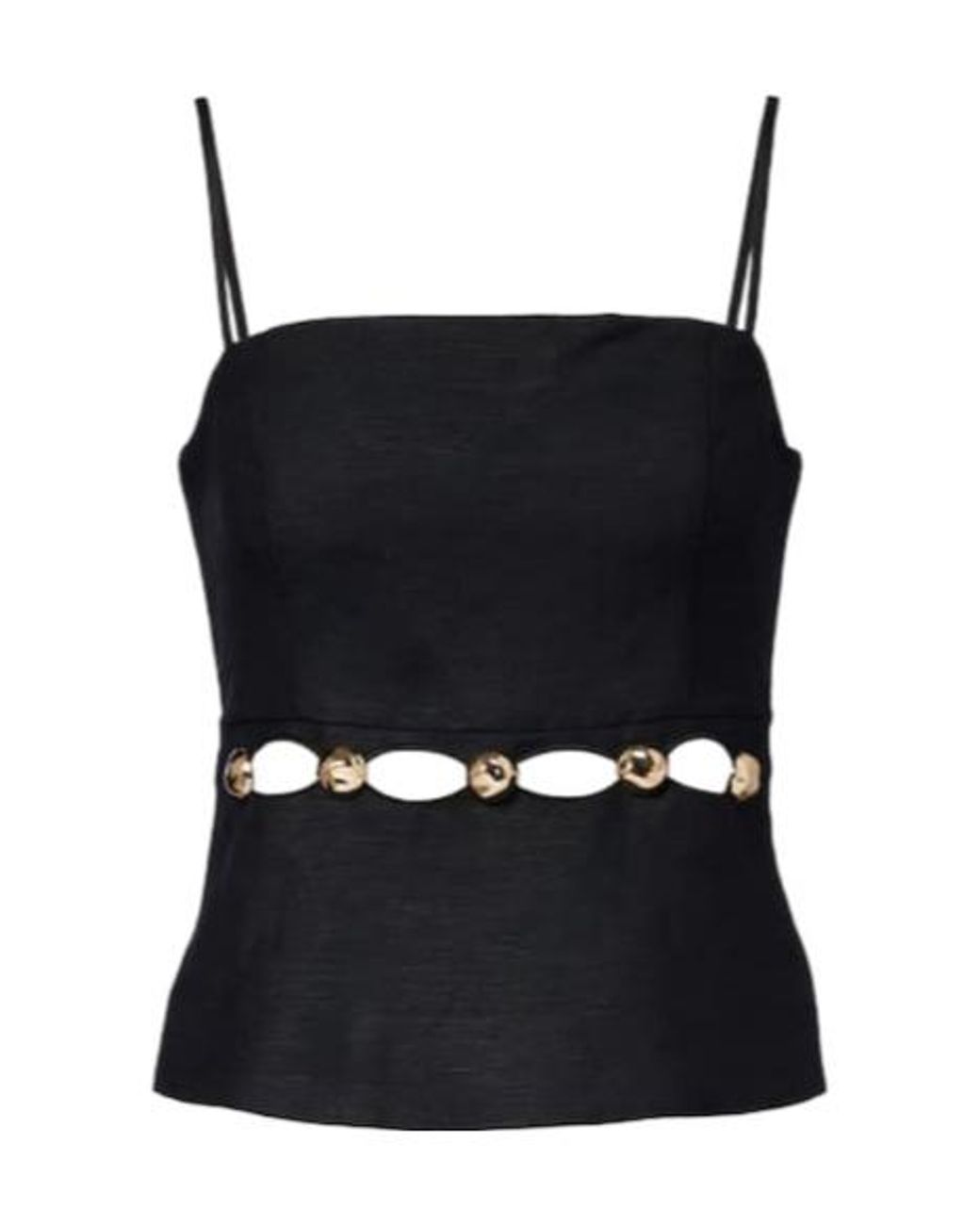 Jonathan Simkhai Black Cutout Embellished Linen-Blend Camisole