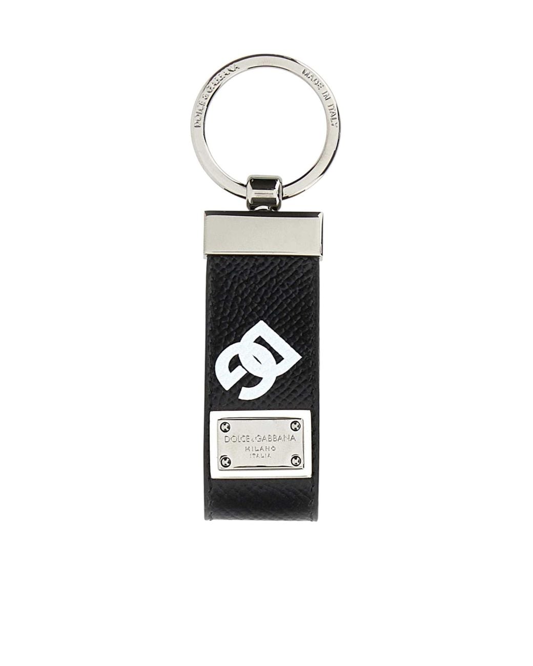 Dolce & Gabbana White All-Over Dg Printed Key Chain for men