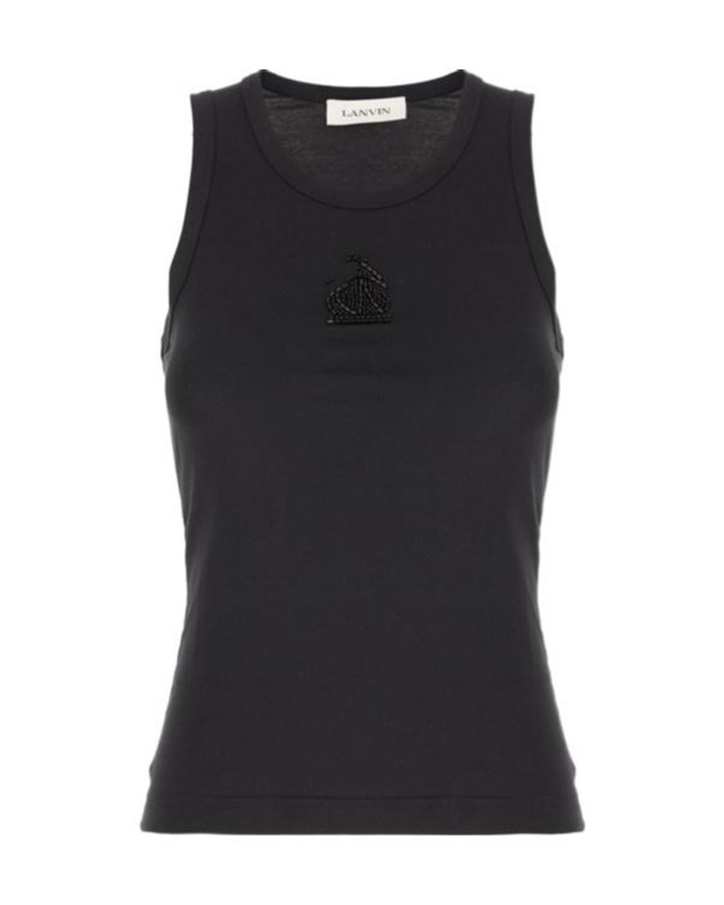 Lanvin Black Beaded Logo Tank Top