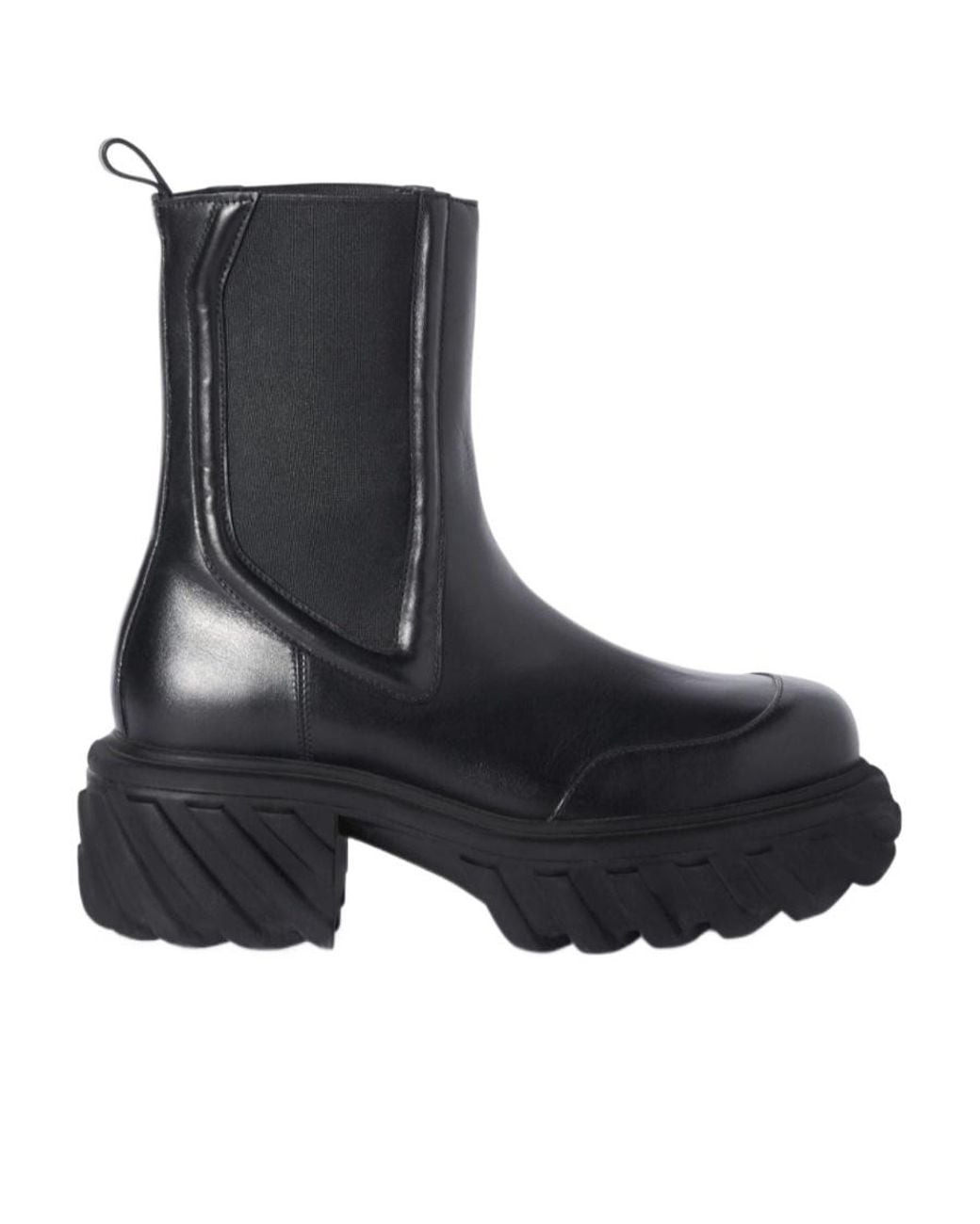 Off-White c/o Virgil Abloh Black Tractor Motor Leather Boots