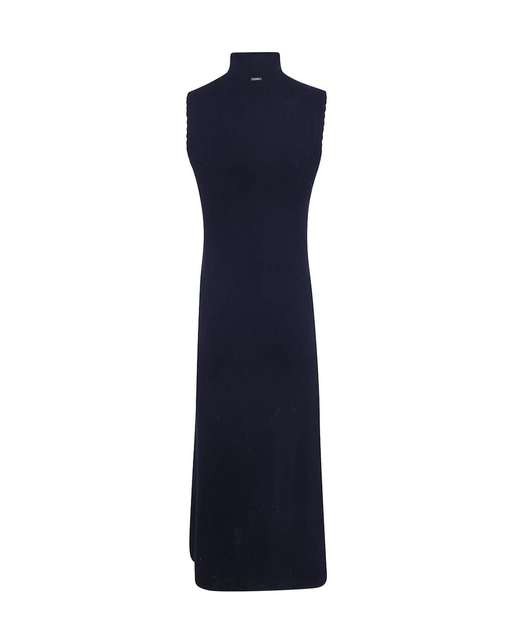 Twinset Blue Crochet Details Long Knit Dress