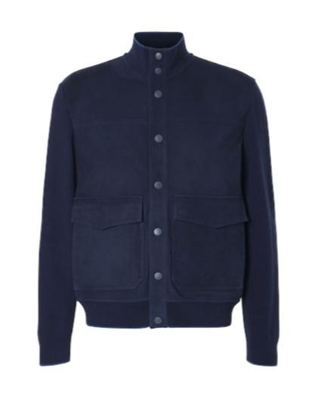 Canali Blue Minimalist Suede Jacket for men
