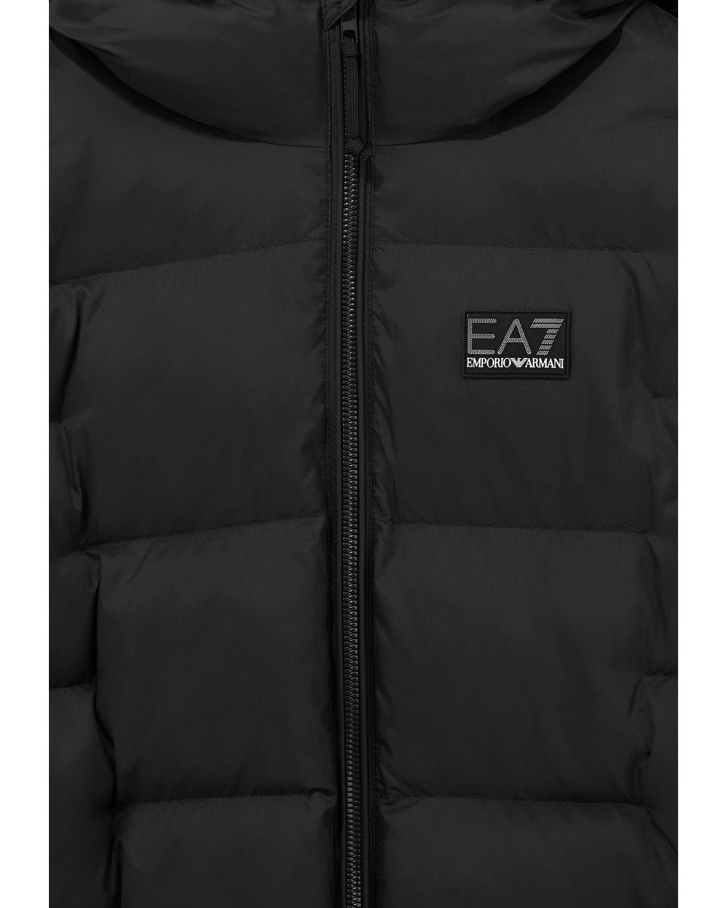 EA7 Black Logo-Patch Quilted Jacket for men