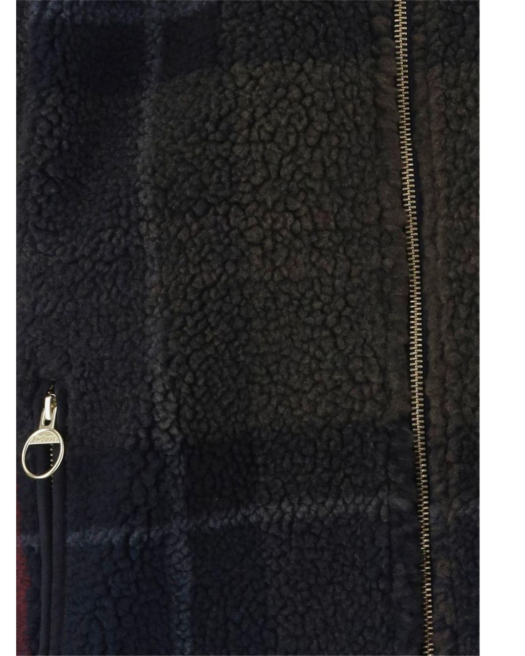 Barbour Black Plaid Fleece Bomber Jacket