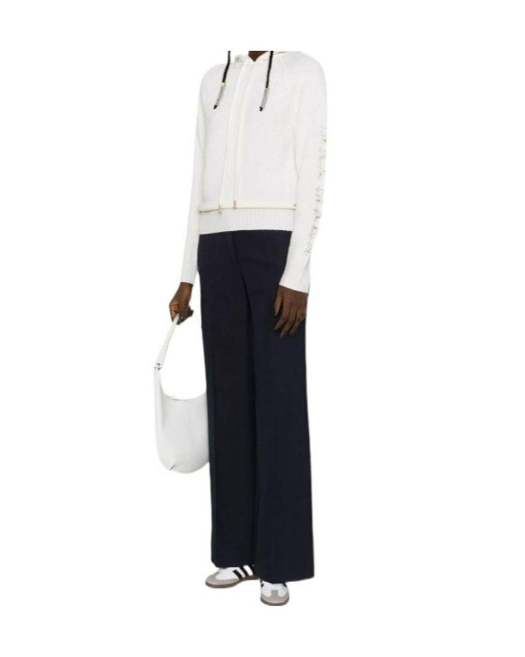 Max Mara White Crystal-Embellished Wool-Blend Hoodie