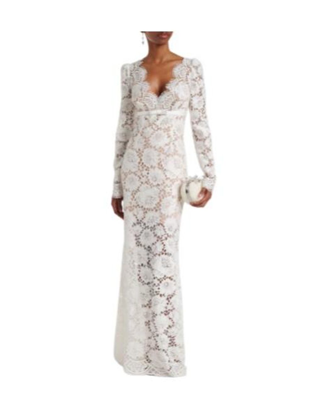Self-Portrait White Maxi Dress With Long Sleeves
