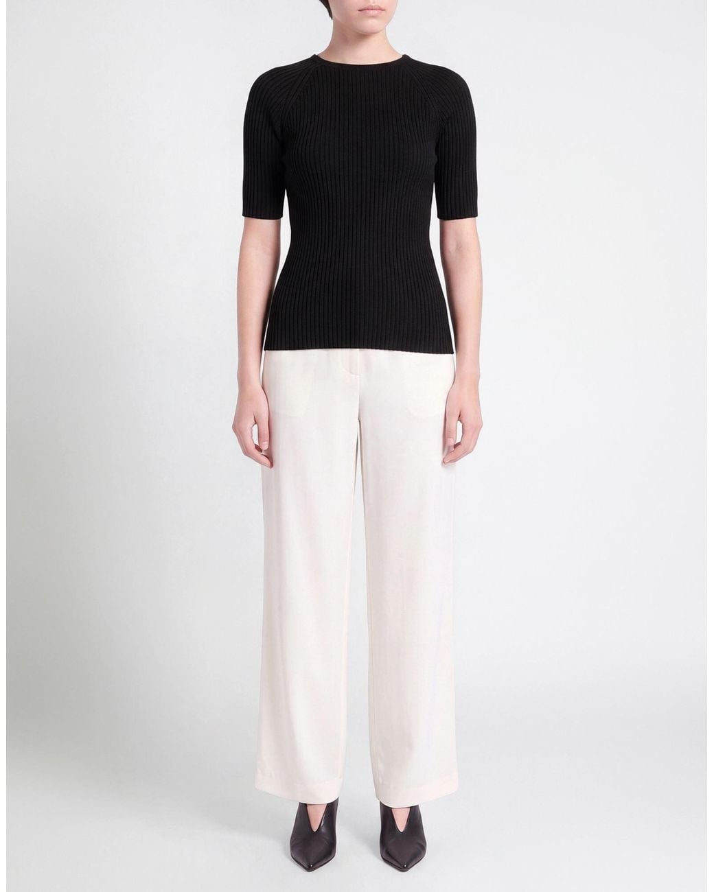 Tory Burch Black Solid-Colored Knit Top