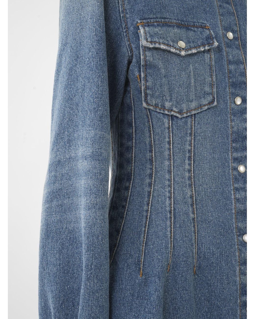 Chloé Blue Chloé Corset Detailed Western Shirt