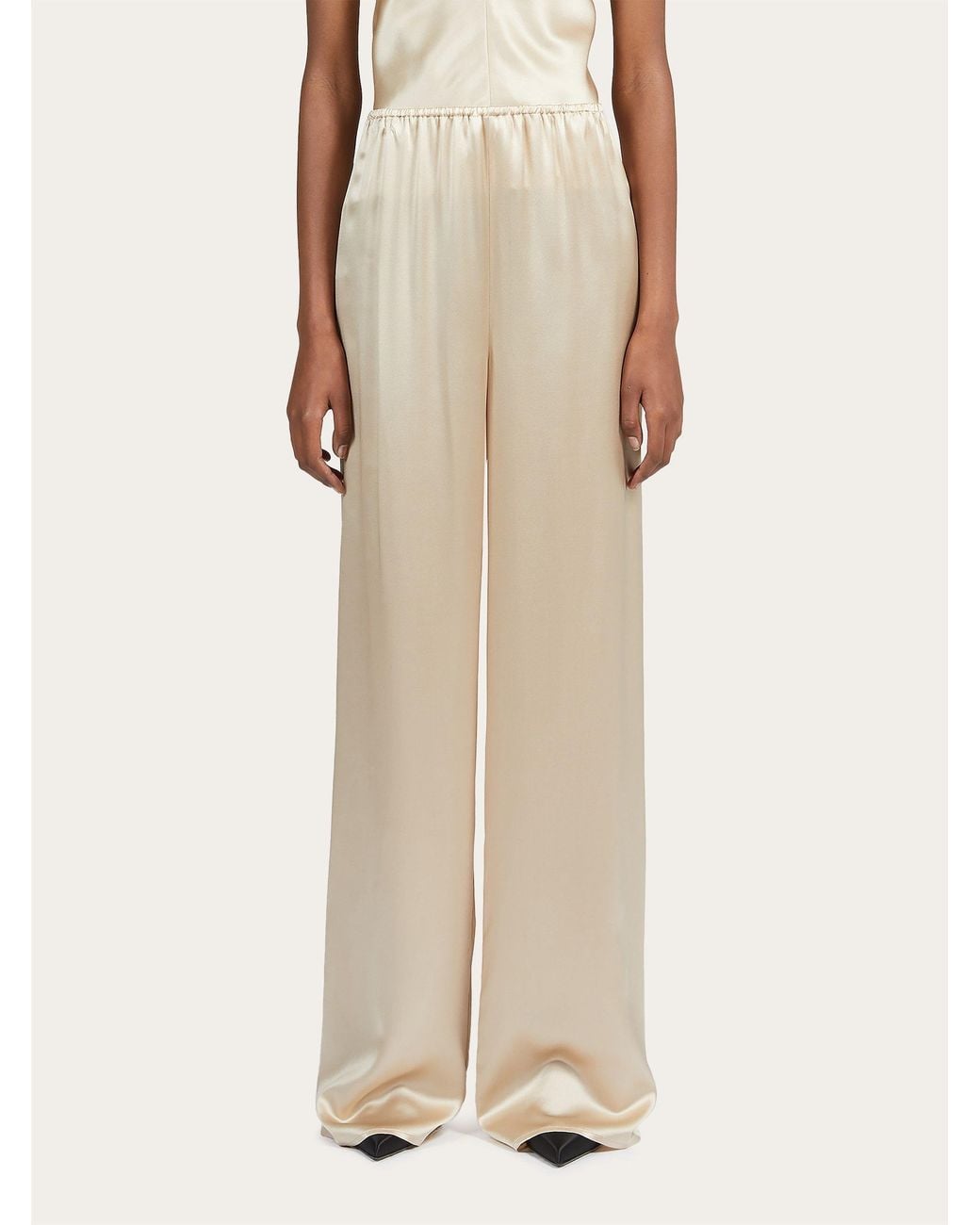 Ferragamo Natural Elastic Waist Casual Pants