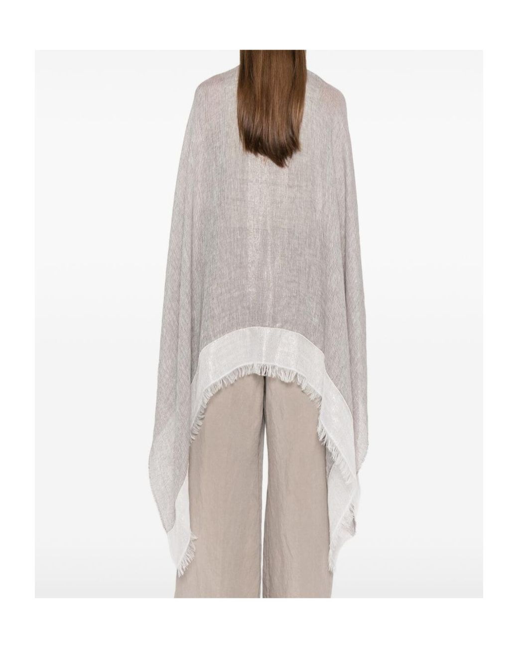 Fabiana Filippi Gray Frayed Open Cape