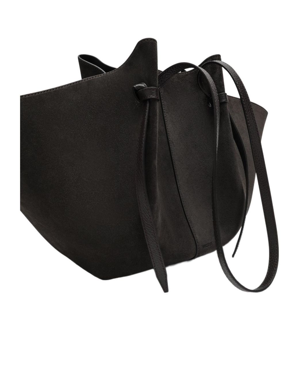 Yuzefi Black Large Mochi Leather Tote Bag