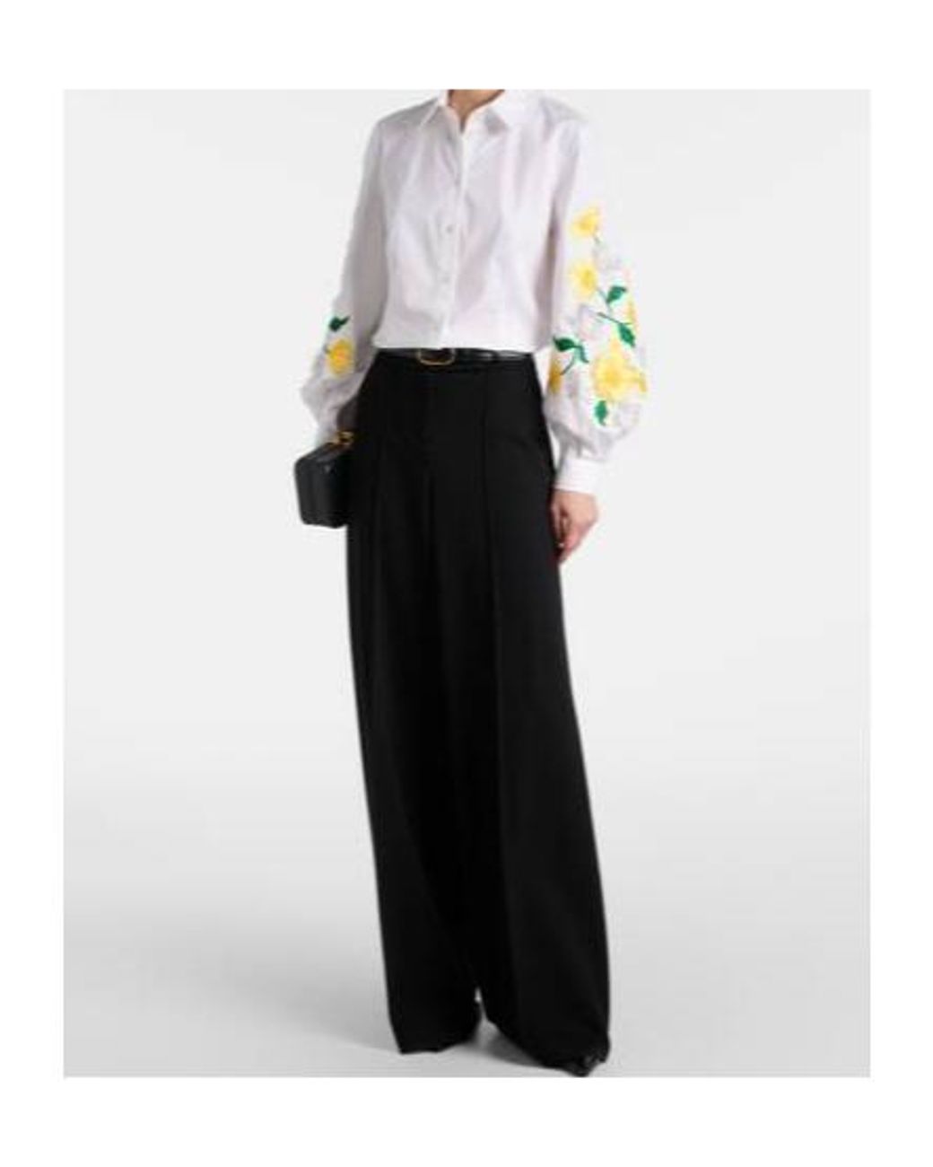 Carolina Herrera White Floral Cotton-Blend Poplin Shirt