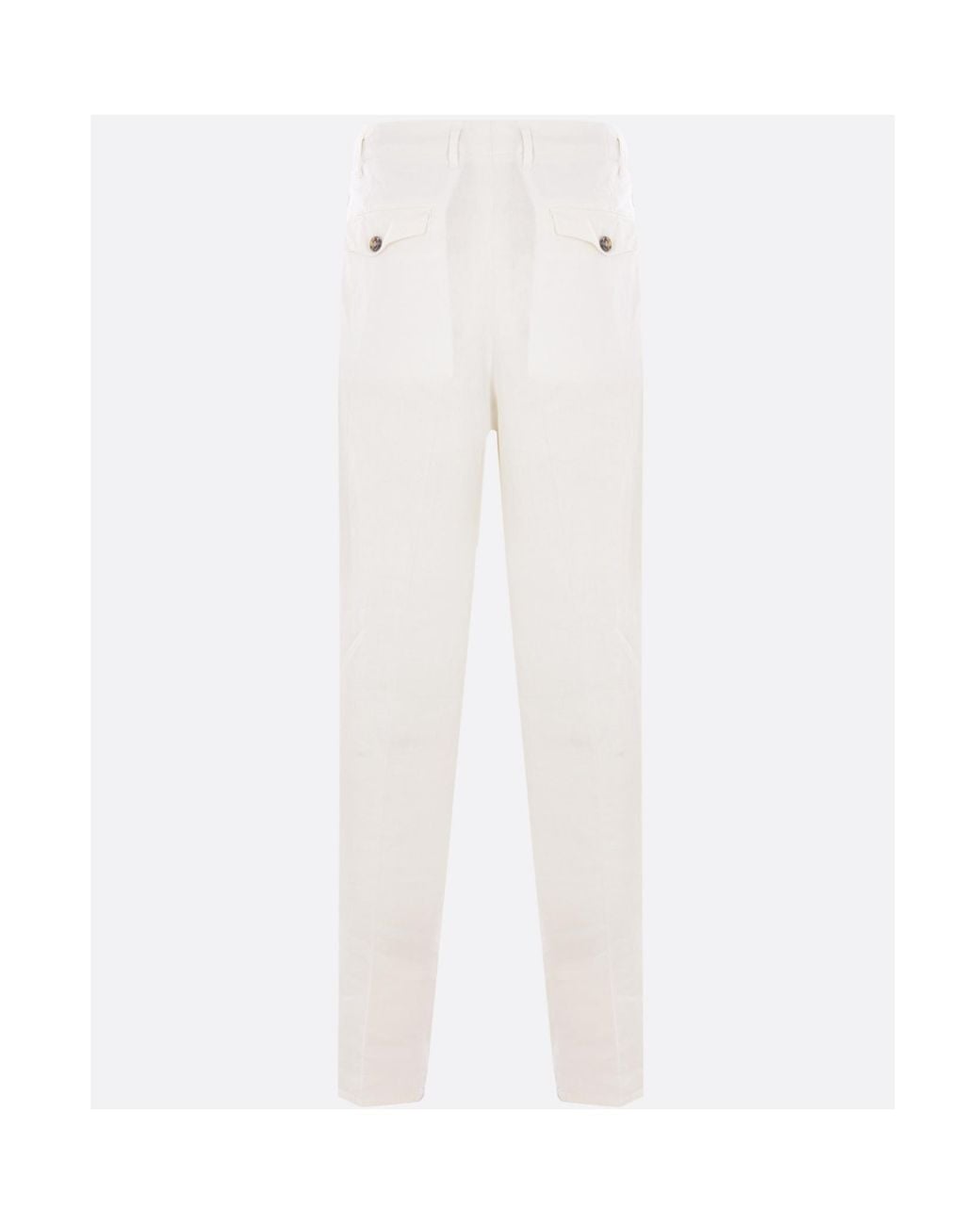 Brunello Cucinelli White Pleated Pants for men
