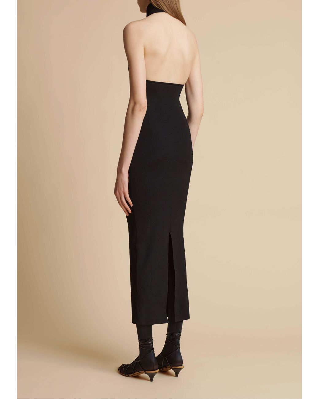 Khaite Black Suzanne Halter-Neck Midi Dress