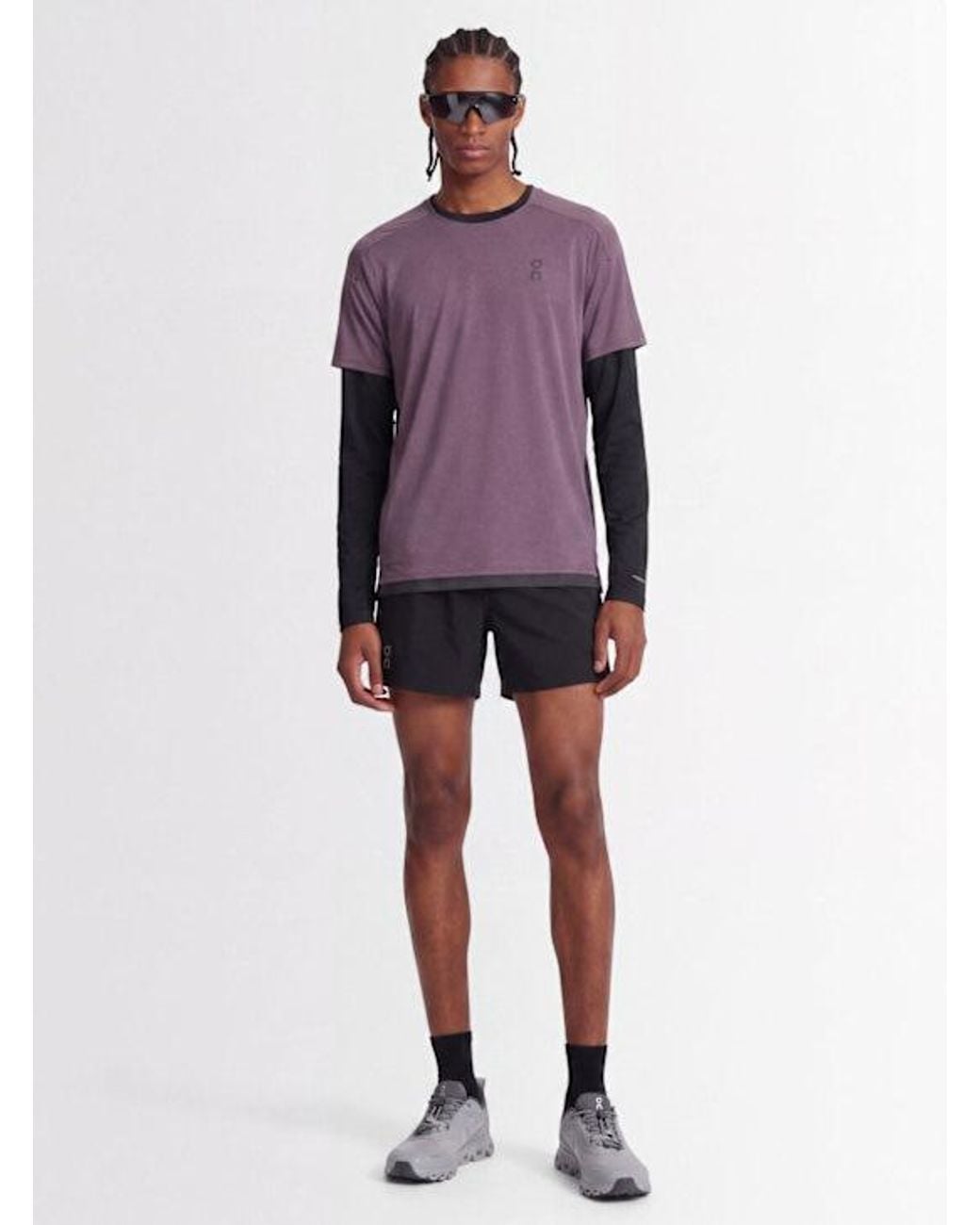 On Shoes Purple Performance-T Running T-Shirt for men